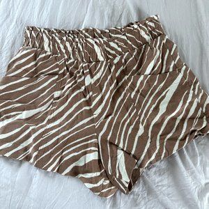 Brown and Cream zebra print - linen shorts -a new day brand size small